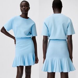 Zara | Dresses | Zara Fine Pleat Knit Bandage Mini Dress Blue New | Poshmark